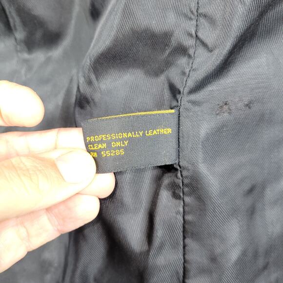 Express Garantie De Qualite Womens Sz Small Jacket Black Leather Coat Buttons - Picture 13 of 16